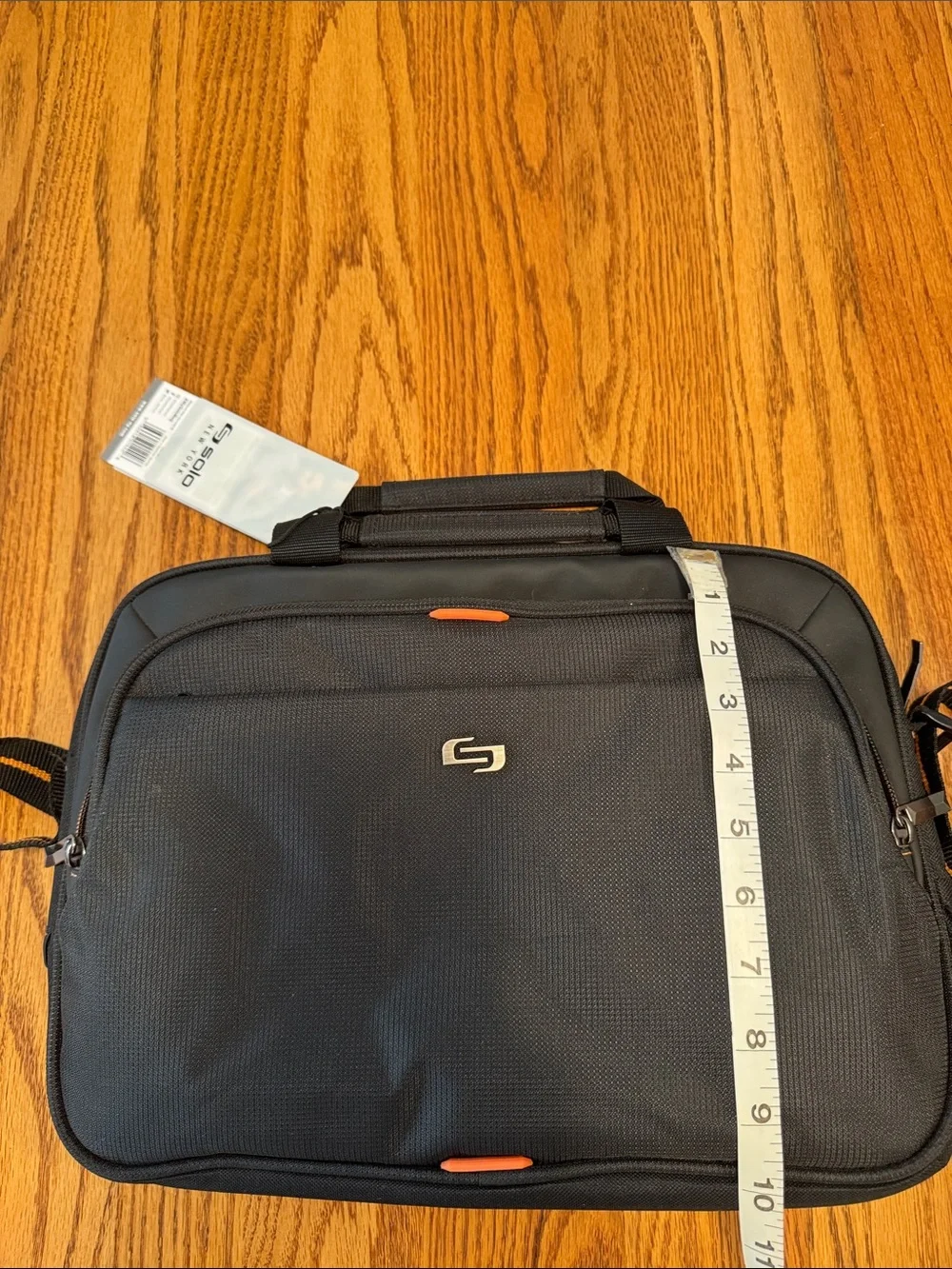 solo Black Laptop Messenger Bag with Orange Accents